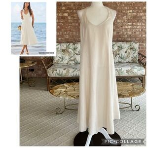 Lascana Venus Midi Dress Flowy Halter Sand Cream NWT 12 Party Garden Sundress